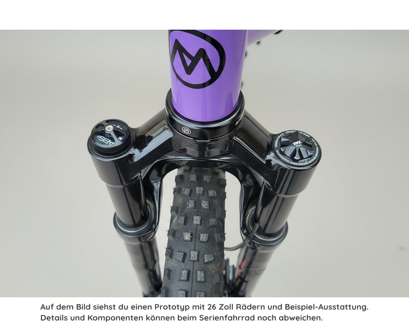 Federgabel am BAZI 2 Kinder-Mountainbike, Frontansicht