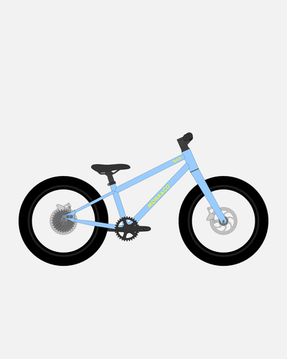 BAZI 1 Kinder-Mountainbike, 18 Zoll, Rahmen blau, Reifen Schwalbe Smart Sam schwarz, Illustration