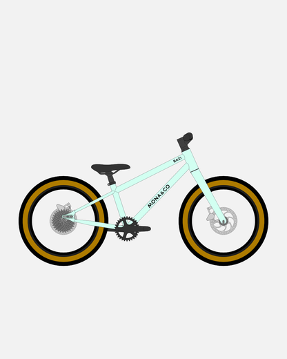 BAZI 1 Kinder-Mountainbike, 18 Zoll, Rahmen mint, Reifen Schwalbe Billy Bonkers schwarz-bronze, Illustration