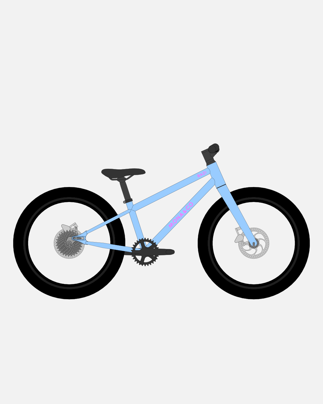 BAZI 1 Kinder-Mountainbike, 20 Zoll, Rahmen blau, Reifen Schwalbe Smart Sam schwarz, Illustration