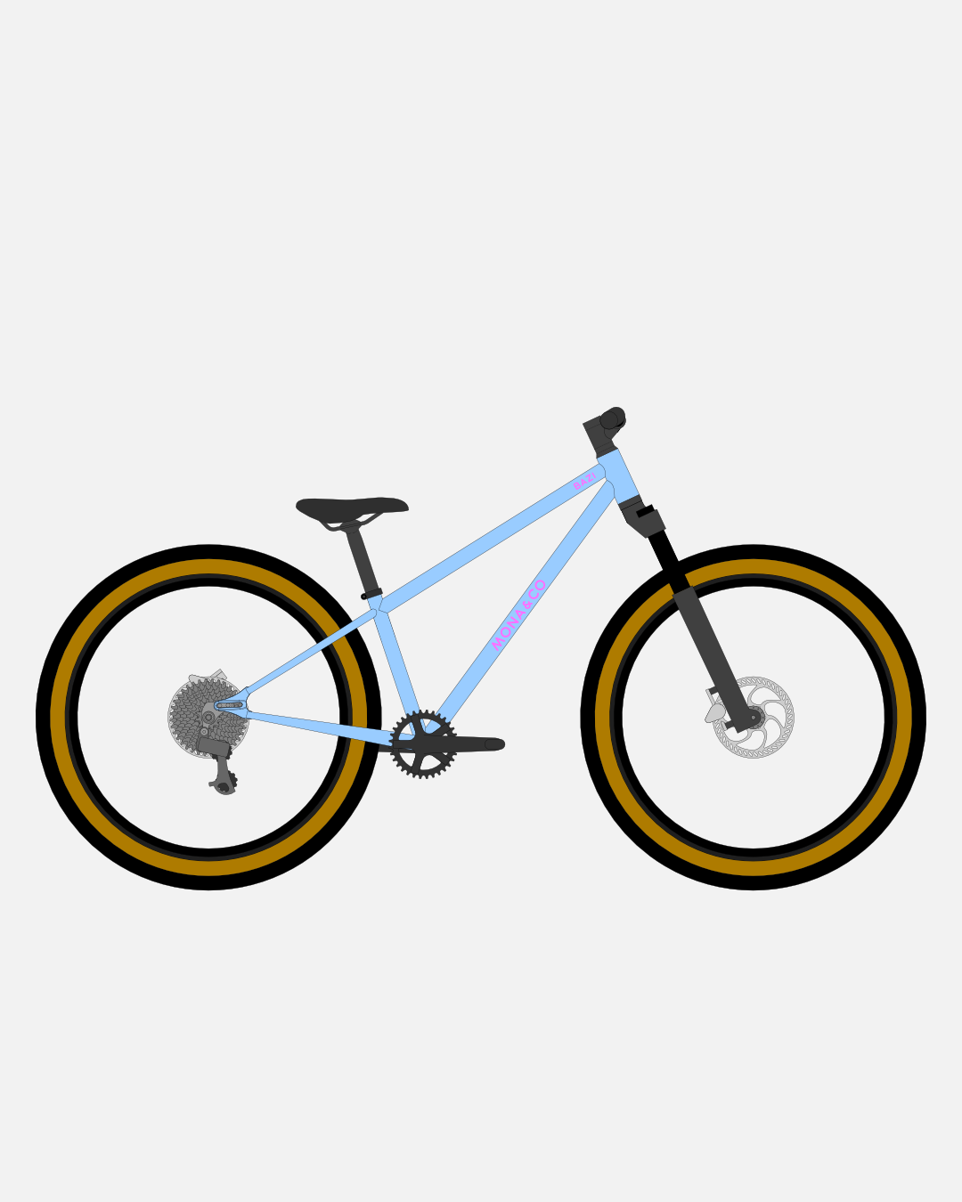 BAZI 2 Kinder-Mountainbike, 26 Zoll, Rahmen blau, Reifen Schwalbe Billy Bonkers schwarz-bronze, Illustration