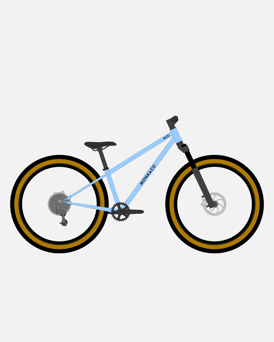 BAZI 2 Kinder-Mountainbike, 26 Zoll, Rahmen blau, Reifen Schwalbe Billy Bonkers schwarz-bronze, Illustration