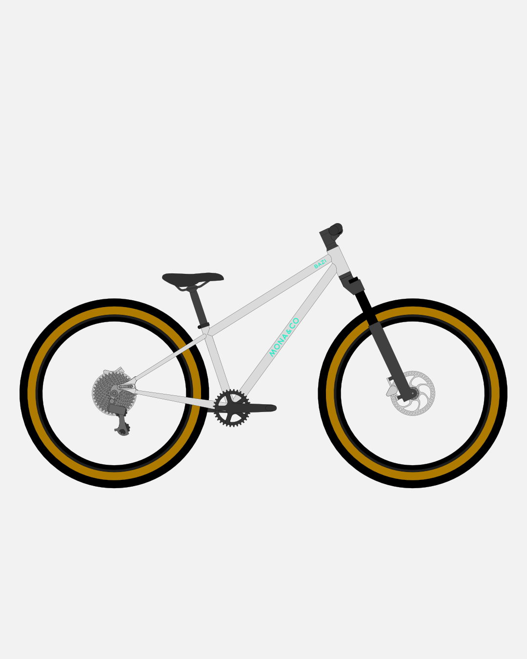 BAZI 2 Kinder-Mountainbike, 26 Zoll, Rahmen grau, Reifen Schwalbe Billy Bonkers schwarz-bronze, Illustration