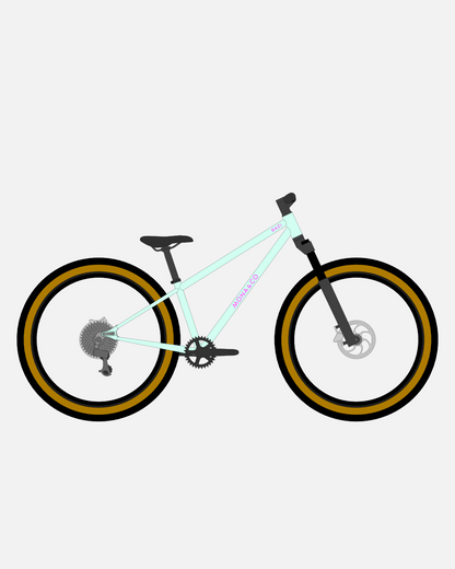 BAZI 2 Kinder-Mountainbike, 26 Zoll, Rahmen mint, Reifen Schwalbe Billy Bonkers schwarz-bronze, Illustration