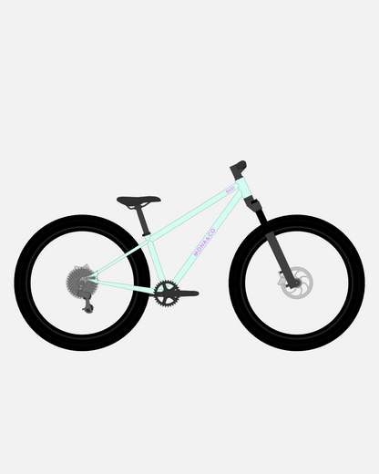 BAZI 2 Kinder-Mountainbike, 26 Zoll, Rahmen mint, Reifen Schwalbe Rocket Ron schwarz, Illustration