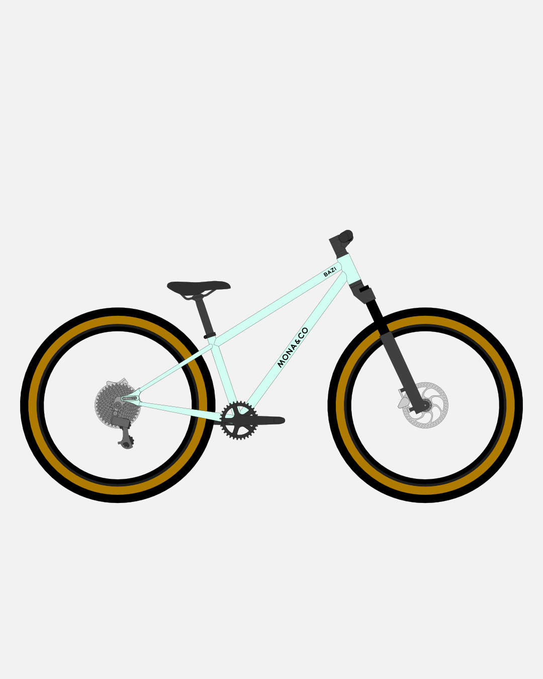 BAZI 2 Kinder-Mountainbike, 26 Zoll, Rahmen gelb, Reifen Schwalbe Billy Bonkers schwarz-bronze, Illustration