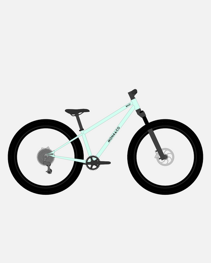 BAZI 2 Kinder-Mountainbike, 26 Zoll, Rahmen mint, Reifen Schwalbe Rocket Ron schwarz, Illustration